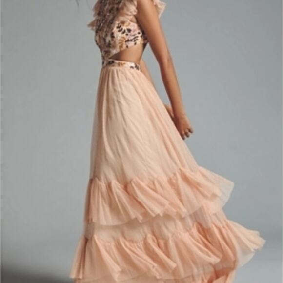 NWT Ieena for Mac Duggal Embroidered Tiered Cutout Dress - Picture 2 of 5